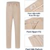imageWULFUL Boys Slim Fit Suit 3 PiecesJacket Pants ShirtSummer Suit Set for Teens Boys Wedding BeachKhaki