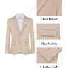 imageWULFUL Boys Slim Fit Suit 3 PiecesJacket Pants ShirtSummer Suit Set for Teens Boys Wedding BeachKhaki