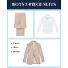 imageWULFUL Boys Slim Fit Suit 3 PiecesJacket Pants ShirtSummer Suit Set for Teens Boys Wedding BeachKhaki