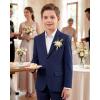 imageWULFUL Boys Slim Fit Suit 3 PiecesJacket Pants ShirtSummer Suit Set for Teens Boys Wedding BeachNavy