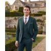 imageWULFUL Mens 3 Piece Slim Fit Suit Set Stretch One Button Blazer Jacket Vest amp Pants Tuxedo for Party Wedding BusinessBlackish Green
