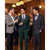 imageWULFUL Mens 3 Piece Slim Fit Suit Set Stretch One Button Blazer Jacket Vest amp Pants Tuxedo for Party Wedding BusinessBlackish Green