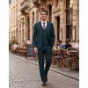 imageWULFUL Mens 3 Piece Slim Fit Suit Set Stretch One Button Blazer Jacket Vest amp Pants Tuxedo for Party Wedding BusinessBlackish Green