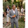 imageWULFUL Mens 3 Piece Slim Fit Suit Set Stretch One Button Blazer Jacket Vest amp Pants Tuxedo for Party Wedding BusinessDark Grey