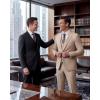 imageWULFUL Mens 3 Piece Slim Fit Suit Set Stretch One Button Blazer Jacket Vest amp Pants Tuxedo for Party Wedding BusinessKhaki