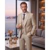 imageWULFUL Mens 3 Piece Slim Fit Suit Set Stretch One Button Blazer Jacket Vest amp Pants Tuxedo for Party Wedding BusinessKhaki