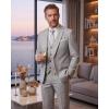 imageWULFUL Mens 3 Piece Slim Fit Suit Set Stretch One Button Blazer Jacket Vest amp Pants Tuxedo for Party Wedding BusinessLight Grey