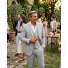 imageWULFUL Mens 3 Piece Slim Fit Suit Set Stretch One Button Blazer Jacket Vest amp Pants Tuxedo for Party Wedding BusinessLight Grey