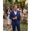 imageWULFUL Mens 3 Piece Slim Fit Suit Set Stretch One Button Blazer Jacket Vest amp Pants Tuxedo for Party Wedding BusinessNavy