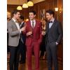 imageWULFUL Mens 3 Piece Slim Fit Suit Set Stretch One Button Blazer Jacket Vest amp Pants Tuxedo for Party Wedding BusinessRed