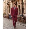 imageWULFUL Mens 3 Piece Slim Fit Suit Set Stretch One Button Blazer Jacket Vest amp Pants Tuxedo for Party Wedding BusinessRed