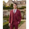imageWULFUL Mens 3 Piece Slim Fit Suit Set Stretch One Button Blazer Jacket Vest amp Pants Tuxedo for Party Wedding BusinessRed