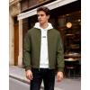 imageWULFUL Mens Lightweight Bomber Jacket Casual Windbreaker Zip Up Coat Spring Fall Streetwear with Pockets for Travel WorkArmy Green