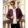 imageWULFUL Mens Lightweight Bomber Jacket Casual Windbreaker Zip Up Coat Spring Fall Streetwear with Pockets for Travel WorkBurgundy