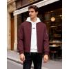 imageWULFUL Mens Lightweight Bomber Jacket Casual Windbreaker Zip Up Coat Spring Fall Streetwear with Pockets for Travel WorkBurgundy