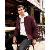 imageWULFUL Mens Lightweight Bomber Jacket Casual Windbreaker Zip Up Coat Spring Fall Streetwear with Pockets for Travel WorkBurgundy
