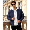 imageWULFUL Mens Lightweight Bomber Jacket Casual Windbreaker Zip Up Coat Spring Fall Streetwear with Pockets for Travel WorkNavy