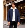 imageWULFUL Mens Lightweight Bomber Jacket Casual Windbreaker Zip Up Coat Spring Fall Streetwear with Pockets for Travel WorkNavy