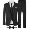 imageWULFUL Boys Formal Suit SetSlim Fit Tuxedo Wedding Suit 616 Years with Adjustable WaistBlack