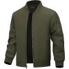 imageWULFUL Mens Lightweight Bomber Jacket Casual Windbreaker Zip Up Coat Spring Fall Streetwear with Pockets for Travel WorkArmy Green