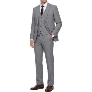 imageWULFUL Mens 3 Piece Slim Fit Suit Set Stretch One Button Blazer Jacket Vest amp Pants Tuxedo for Party Wedding BusinessDark Grey
