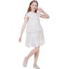 imageWULFUL Girls Sequin Dress Sparkly Party Aline Flutter Neckline DualLayer Holiday Prom Formal Dresses 512YMulticoloured White