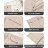 imageWULFUL Mens Slim Fit 2 Piece Suit One Button Solid Blazer Business Party Jacket Pants SetBeige