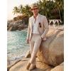 imageWULFUL Mens Slim Fit 2 Piece Suit One Button Solid Blazer Business Party Jacket Pants SetBeige