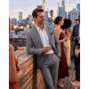 imageWULFUL Mens Slim Fit 2 Piece Suit One Button Solid Blazer Business Party Jacket Pants SetDark Grey