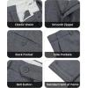 imageWULFUL Mens Slim Fit 2 Piece Suit One Button Solid Blazer Business Party Jacket Pants SetDark Grey