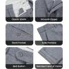 imageWULFUL Mens Slim Fit 2 Piece Suit One Button Solid Blazer Business Party Jacket Pants SetGrey