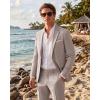 imageWULFUL Mens Slim Fit 2 Piece Suit One Button Solid Blazer Business Party Jacket Pants SetKhaki