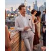 imageWULFUL Mens Slim Fit 2 Piece Suit One Button Solid Blazer Business Party Jacket Pants SetKhaki