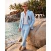 imageWULFUL Mens Slim Fit 2 Piece Suit One Button Solid Blazer Business Party Jacket Pants SetLight Blue