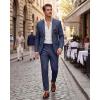 imageWULFUL Mens Slim Fit 2 Piece Suit One Button Solid Blazer Business Party Jacket Pants SetNavy