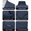 imageWULFUL Mens Slim Fit 2 Piece Suit One Button Solid Blazer Business Party Jacket Pants SetNavy