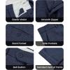 imageWULFUL Mens Slim Fit 2 Piece Suit One Button Solid Blazer Business Party Jacket Pants SetNavy