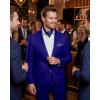 imageWULFUL Mens Slim Fit 2 Piece Suit One Button Solid Blazer Business Party Jacket Pants SetRoyal Blue