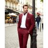 imageWULFUL Mens Slim Fit 2 Piece Suit One Button Solid Blazer Business Party Jacket Pants SetWine Red