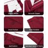 imageWULFUL Mens Slim Fit 2 Piece Suit One Button Solid Blazer Business Party Jacket Pants SetWine Red