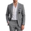 imageWULFUL Mens Slim Fit 2 Piece Suit One Button Solid Blazer Business Party Jacket Pants SetDark Grey