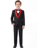 image:imageWULFUL Boys 5 Pieces Tuxedo Suit Set Kids Suits Shawl Collar Jacket Pant Vest Bow Tie for Wedding Ring Bearer Party PromBlackred Lapel