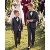 image:imageWULFUL Boys 5 Pieces Tuxedo Suit Set Kids Suits Shawl Collar Jacket Pant Vest Bow Tie for Wedding Ring Bearer Party PromDark Grey