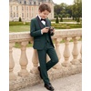 image:imageWULFUL Boys 5 Pieces Tuxedo Suit Set Kids Suits Shawl Collar Jacket Pant Vest Bow Tie for Wedding Ring Bearer Party PromDeep Green