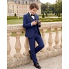 image:imageWULFUL Boys 5 Pieces Tuxedo Suit Set Kids Suits Shawl Collar Jacket Pant Vest Bow Tie for Wedding Ring Bearer Party PromNavy