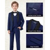 image:imageWULFUL Boys 5 Pieces Tuxedo Suit Set Kids Suits Shawl Collar Jacket Pant Vest Bow Tie for Wedding Ring Bearer Party PromNavy