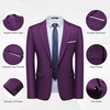 image:imageMens 2 Piece Slim Fit Suit Set One Button Blazer Solid Jacket Pants Tuxedo Set Suits for Prom Party Wedding amp BusinessPurple