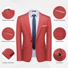 image:imageMens 2 Piece Slim Fit Suit Set One Button Blazer Solid Jacket Pants Tuxedo Set Suits for Prom Party Wedding amp BusinessRed