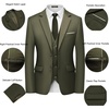 image:imageWULFUL Mens 3 Piece Slim Fit Suit Set Two Button Blazer Jacket Vest Pants Tuxedo Set for Party Wedding and Business Brown