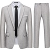 image:imageMens 2 Piece Slim Fit Suit Set One Button Blazer Solid Jacket Pants Tuxedo Set Suits for Prom Party Wedding amp BusinessLight Gray